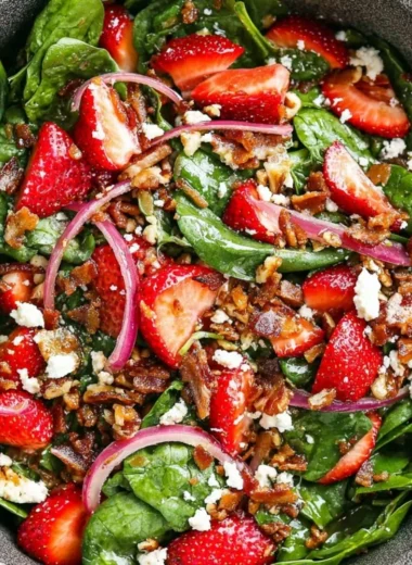 Delicious strawberry spinach salad with fresh ingredients and vibrant colors