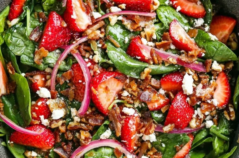 Delicious strawberry spinach salad with fresh ingredients and vibrant colors