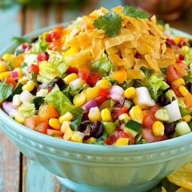 A colorful Mexican Chopped Salad with fresh ingredients and zesty dressing