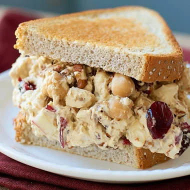 Apple Pecan Chickpea Salad Sandwich with fresh ingredients and crunchy pecans