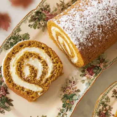 Delicious Classic Pumpkin Roll with cream cheese filling displayed on a plate