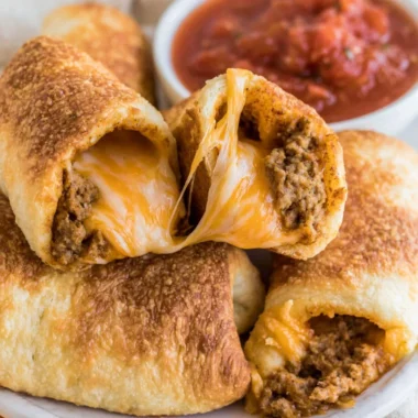 Delicious cozy cheesy taco sticks with melted cheese and tasty toppings