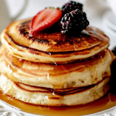 Cozy fluffy pancakes served on a plate for a delicious breakfast