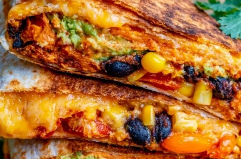 Delicious vegetarian quesadillas served with fresh toppings for a cozy dinner.