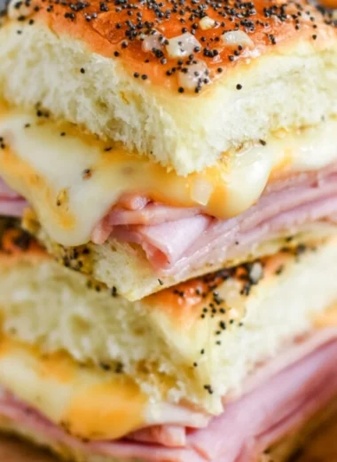 Ham and cheese sliders served on a platter