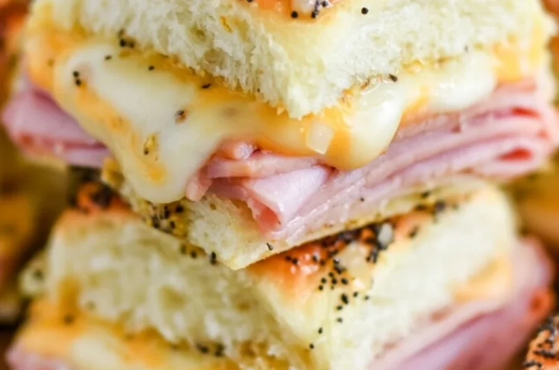 Ham and cheese sliders served on a platter
